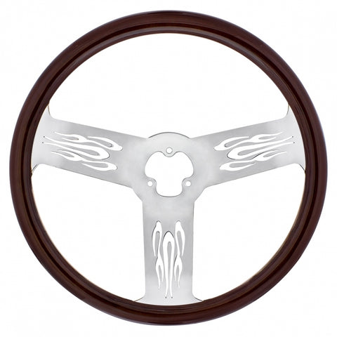 18 Inch Wood Steering Wheel - Firestorm