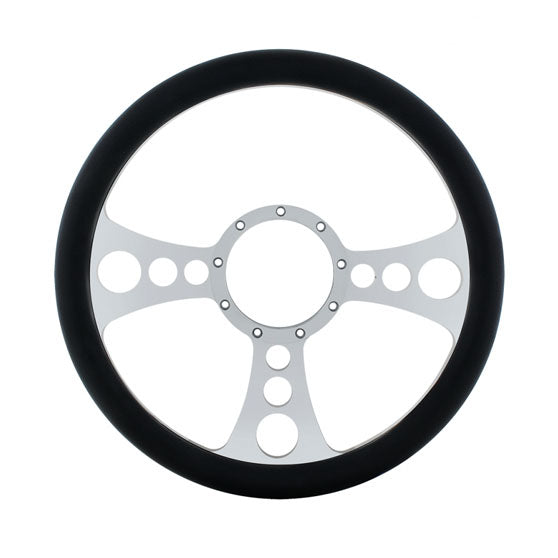 14 Inch Chrome Steering Wheels With Black Leather Grip - Chopper