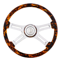 18 Inch Flame Steering Wheel With Matching Flame Bezel