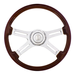 18 Inch 4 Spoke Steering Wheel With Chrome Horn Bezel And Horn Button