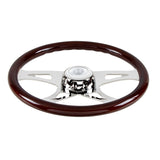 18 Inch Woodgrain Boss Steering Wheel With Chrome Horn Bezel And Horn Button