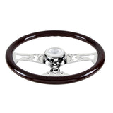 18 Inch Woodgrain Lady Steering Wheel With Chrome Horn Bezel And Horn Button