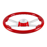 18 Inch Indigo Red 4 Spoke Steering Wheel With Horn Button And Color Matching Horn Bezel