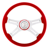 18 Inch Indigo Red 4 Spoke Steering Wheel With Horn Button And Color Matching Horn Bezel