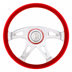 18 Inch Indigo Red Boss Steering Wheel With Horn Button And Matching Horn Bezel