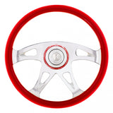 18 Inch Indigo Red Boss Steering Wheel With Horn Button And Matching Horn Bezel
