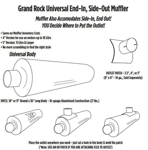 10" x 36" Universal Muffler 5" OD ARG-0536OD