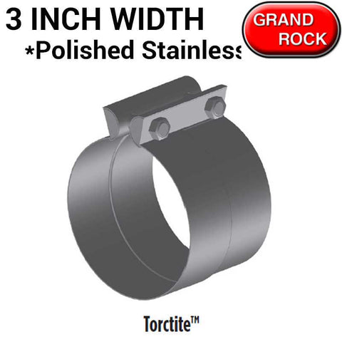 3 Inch Wide TorcTite Preformed Clamps Polished Stainless Steel