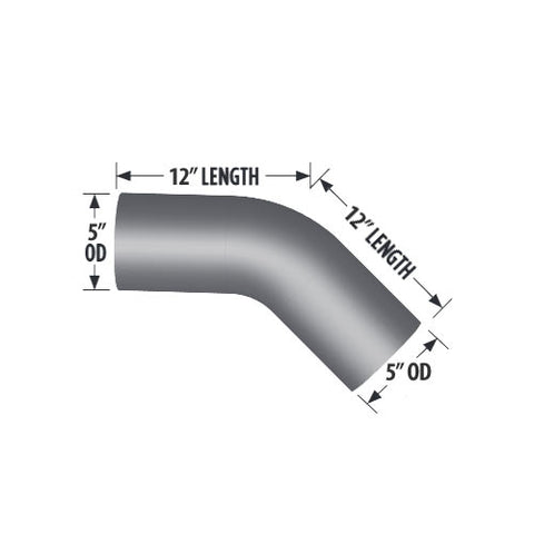 Chrome 5 In Diameter 12 In Length 45 Degree Elbow Pipe OD/OD