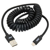 7 Ft Lightning® to USB Charge & Sync Coiled Cable, Black