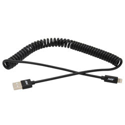 7 Ft Lightning® to USB Charge & Sync Coiled Cable, Black