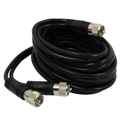 RoadPro® - 12' CB Antenna Co-Phase Coax Cable with (3) PL-259 Connectors, Black