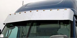 Freightliner Cascadia mid/high roof stainless steel sunvisor w/10 bulls eye light holes