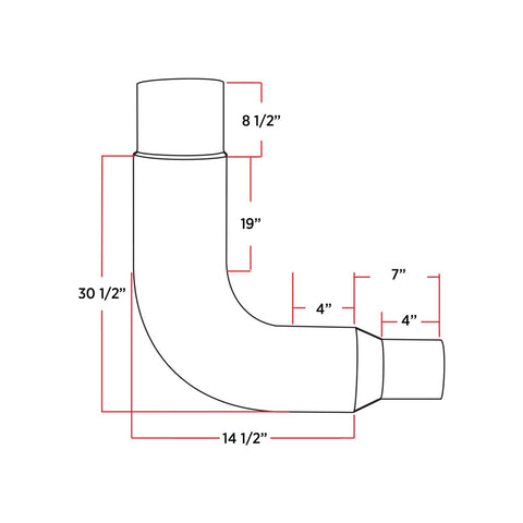 8"-5" Reduced Exhaust 90° Elbow