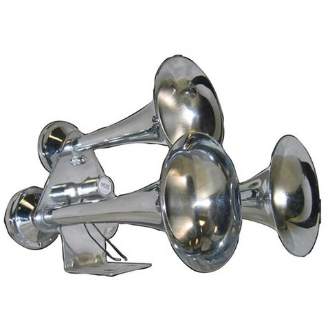 Compact Extra Loud 3 Bell Chrome Train Horn (130-135 Decibels)