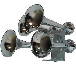 Compact Extra Loud 4 Bell Chrome Train Horn (140-145 Decibels)