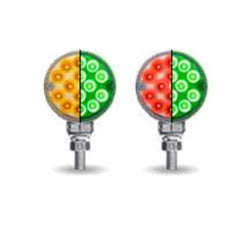 3 Inch Mini Double Face Dual Revolution LED Light - Amber/Red To Green