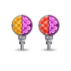 3 Inch Mini Double Face Dual Revolution LED Light - Amber/Red To Purple