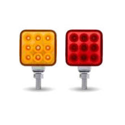 Single Post 3 Inch Mini Square Reflector Light Amber/Red Lens