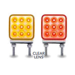 Double Post 3 Inch Square Reflector Light Amber/Red Clear Lens