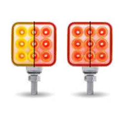 Single Post 3 Inch Mini Square Dual Revolution Reflector Light Amber/Red To Red