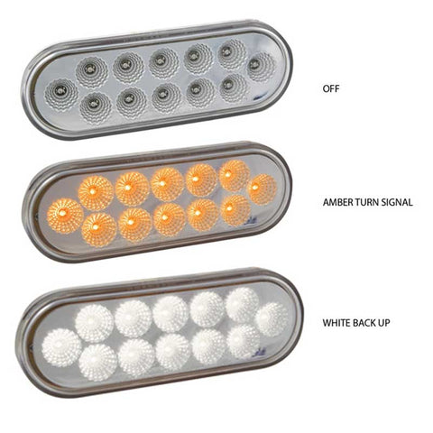 Oval Dual Amber/White Stop, Turn & Tail LED (12 Diodes)