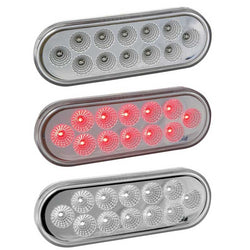 Oval Dual Red/White Stop, Turn & Tail LED (12 Diodes)