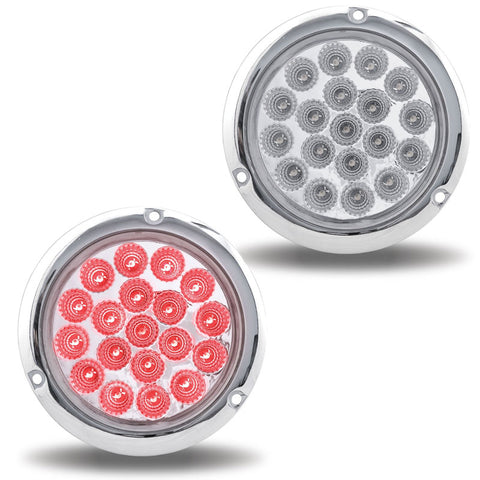 Universal 4" Stop, Turn & Tail LED With Flange Mount Clear Red