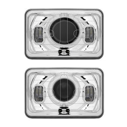 Heated 4X6 Inch Chrome Backlit LED Projector Headlight