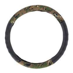 18" Cloth & Suede Camouflage Steering Wheel Cover - Digital Woodland Style