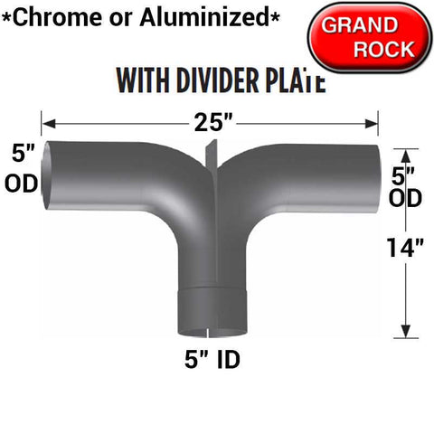 Chrome 5 Inch Diameter Universal Y Pipe