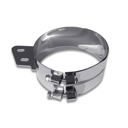 10" Chrome Plated Stainless Steel Wide Band Clamp w/ Angled Mounting Plate
