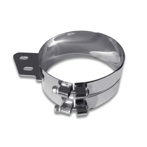 10" Chrome Plated Stainless Steel Wide Band Clamp w/ Angled Mounting Plate