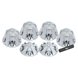 Complete Chrome ABS Plastic Mag Wheel Axle & Nut Cover Kit