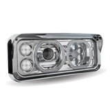 Universal LED Projector Headlight Assembly With Auxiliary Halo Rings And Housing Bucket