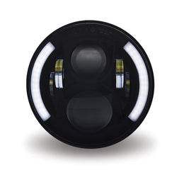 7 Inch Premium Black LED Projector Headlight with White Auxiliary Angel Accent