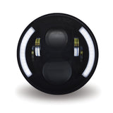 7 Inch Premium Black LED Projector Headlight with White Auxiliary Angel Accent