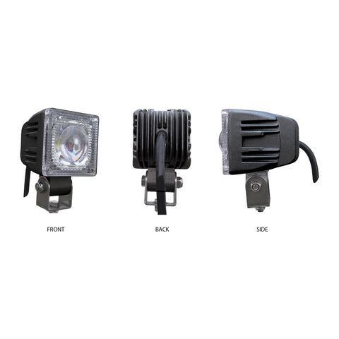 Universal White Small Square Work Light - Clear Lens - Black Housing (1 Diode) - 1200 Lumens