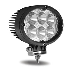 Universal White Cree Oval Work Light - Clear Lens - Black Housing (6 Diodes) - 5400 Lumens MO