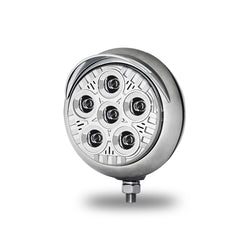 5" Legacy Series Chrome Round Spot Beam LED Work Light With 4 Position Visor & Advanced Heatsink Technology (6 Diodes)